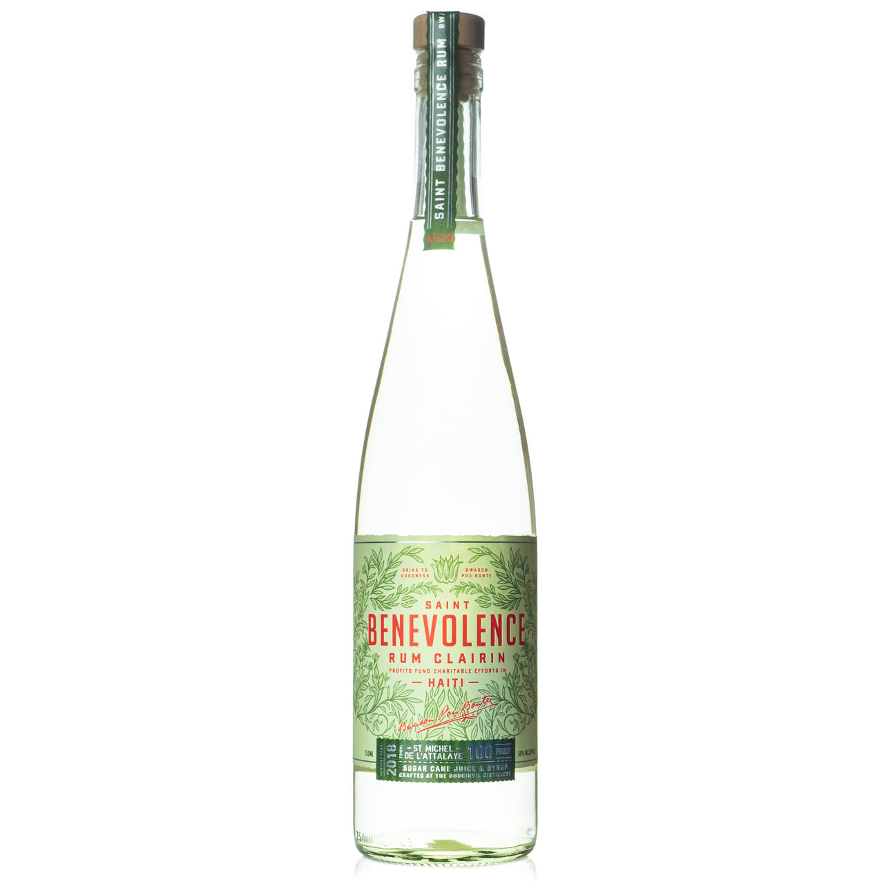 Saint Benevolence Haitian Clairin Rum bottle from Distillerie Bethel Romelus