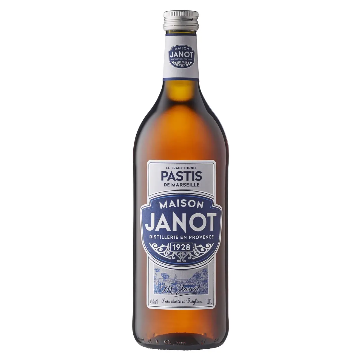 PASTIS JANOT Apéritif anisé 45% 1l pas cher - Auchan.fr bottle from Distillerie Janot