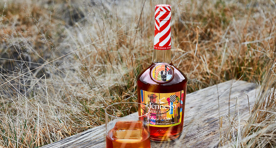 Bottle of Hennessy V.S cognac in a natural landscape. This is a limited edition created to celebrate the 300th anniversary of the birth of founder Richard Hennessy lazyload bottle from Hennessy