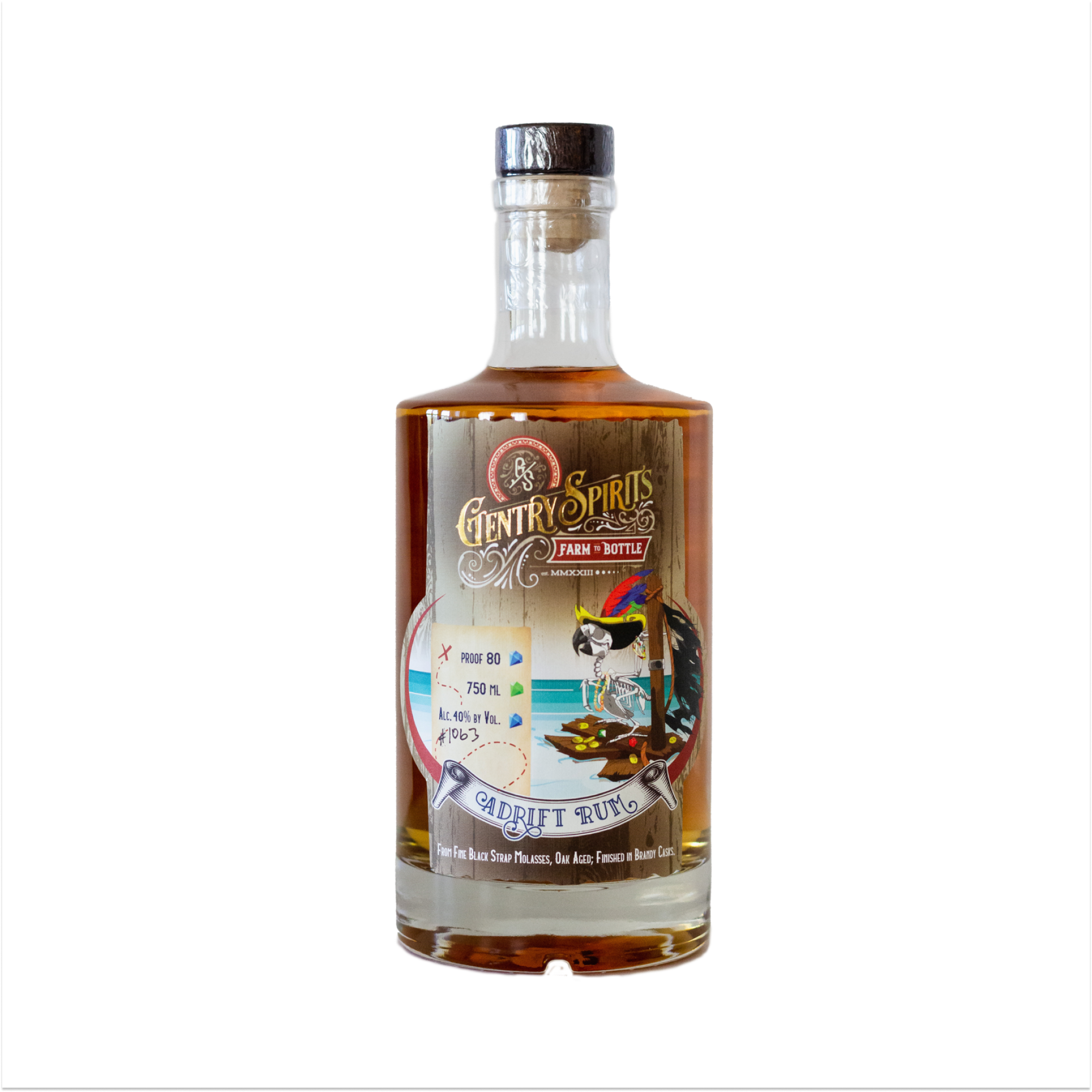 Adrift Blackstrap Molasses Rum - Gentry Spirits bottle from Grays Distilling
