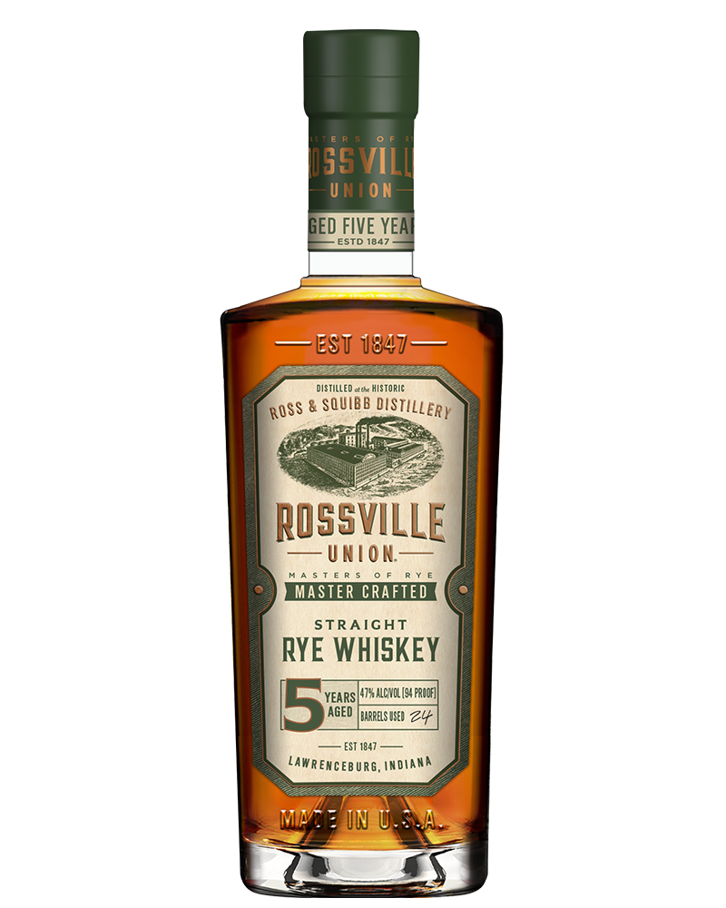 Rossville Union Master Crafted Straight Rye Whiskey bottle from Ross & Squibb Distillery