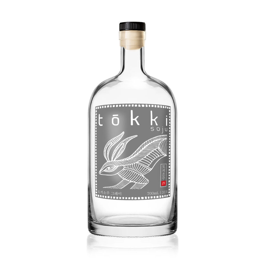 SOJU TOKKI GRAY bottle from Tokki Soju Distillery
